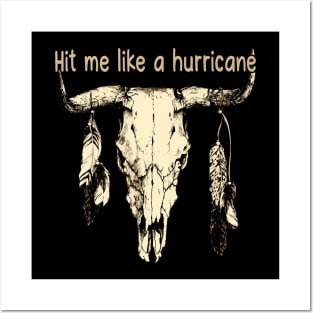 Hit Me Like A Hurricane Country Music Bull-Skull Posters and Art